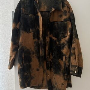Brown and Black Tie-Dye Corduroy Jacket